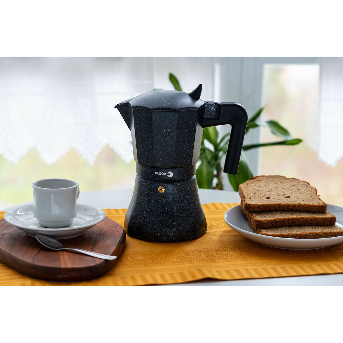Italian Coffee Pot Fagor Black Aluminium-3