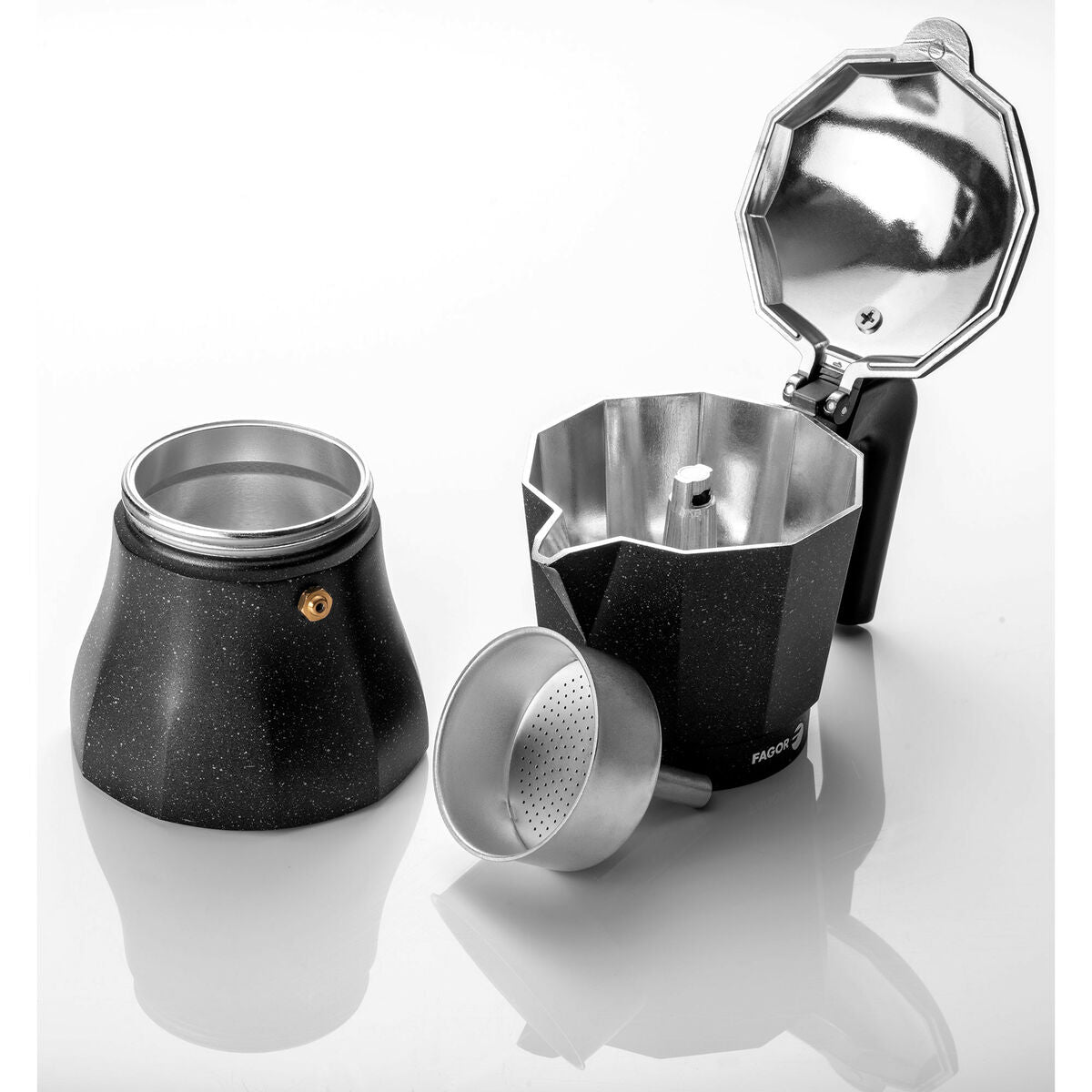Italian Coffee Pot Fagor Black Aluminium-2